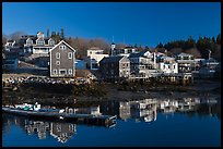 Waterfront in early morning. Stonington, Maine, USA (color)