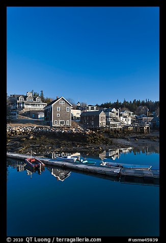 Deck and waterfront. Stonington, Maine, USA (color)