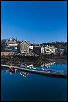 Deck and waterfront. Stonington, Maine, USA