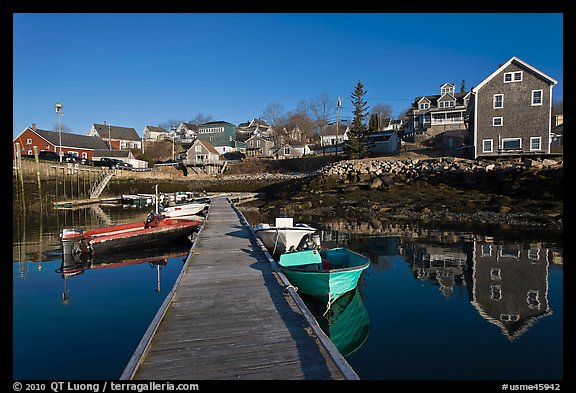 Calm harbor, early morning. Stonington, Maine, USA (color)