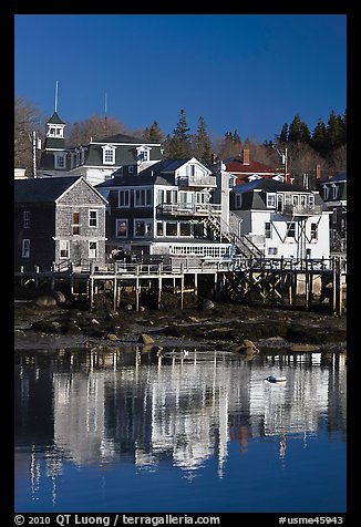Houses and reflections. Stonington, Maine, USA (color)