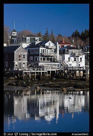 Houses and reflections. Stonington, Maine, USA