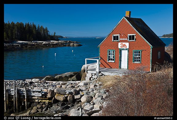 Red lobster shack. Stonington, Maine, USA (color)