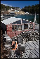 Schack on deck. Stonington, Maine, USA