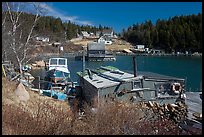 Old schack and harbor. Stonington, Maine, USA ( color)