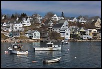 Lobstering boats and houses. Stonington, Maine, USA (color)