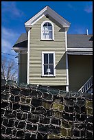 Lobster traps and house. Stonington, Maine, USA (color)