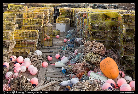 Buoys and lobster traps. Corea, Maine, USA