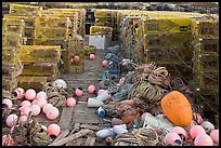 Buoys and lobster traps. Corea, Maine, USA