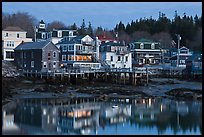 Main village waterfont at dawn. Stonington, Maine, USA