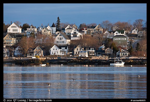 Seaport houses. Stonington, Maine, USA (color)