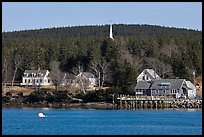 General store and church steeple. Isle Au Haut, Maine, USA