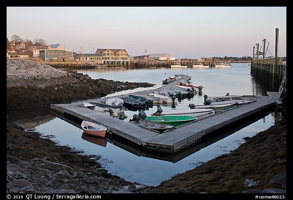 Small boat harbor at sunset. Stonington, Maine, USA