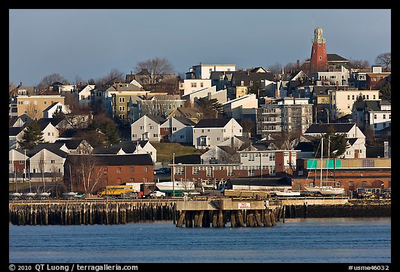 Hillside houses and observatory. Portland, Maine, USA