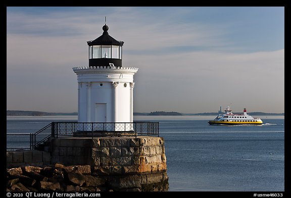 Bug Light and ferry. Portland, Maine, USA (color)