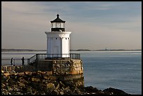 Children and Bug Light. Portland, Maine, USA (color)