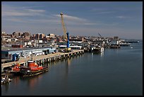 Shipping harbor with tugboats and crane. Portland, Maine, USA (color)