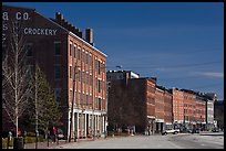 Historic brick buildings near waterfront. Portland, Maine, USA