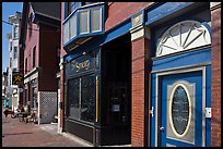 Colorful buildings and sidewalk. Portland, Maine, USA