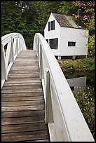 White wooden bridged and house. Maine, USA (color)