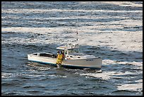 Fishermen on lobster boat. Bar Harbor, Maine, USA (color)