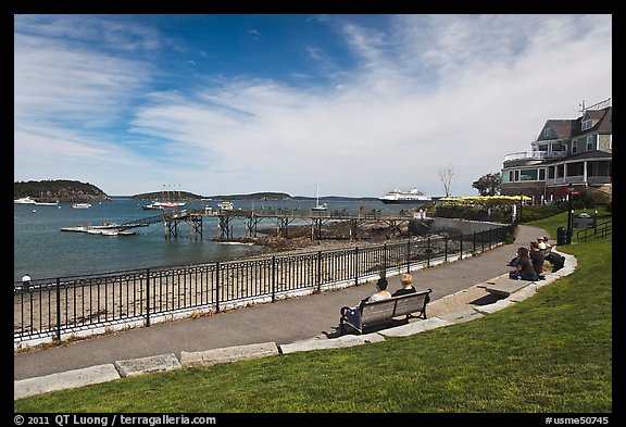 Shore path and harbor. Bar Harbor, Maine, USA