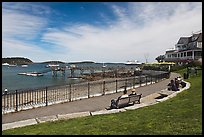 Shore path and harbor. Bar Harbor, Maine, USA (color)