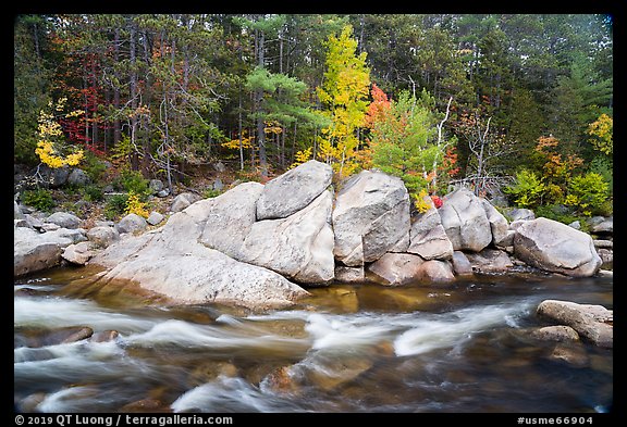 Orin Falls in autumn. Katahdin Woods and Waters National Monument, Maine, USA (color)