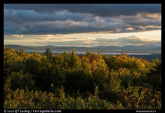 Millinocket Lake from Overlook, evening. Katahdin Woods and Waters National Monument, Maine, USA (color)