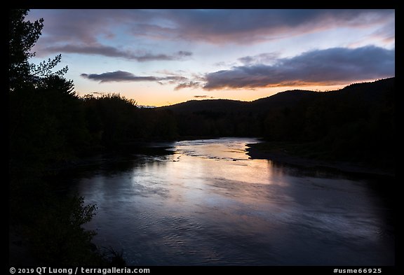 East Branch Penobscot River, sunset. Katahdin Woods and Waters National Monument, Maine, USA (color)