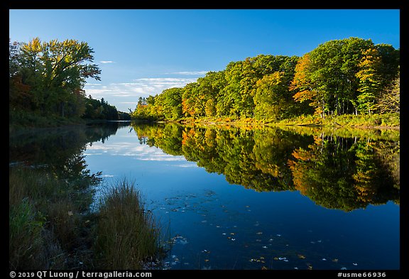 East Branch Penobscot River from Lunksoos Camp, early morning. Katahdin Woods and Waters National Monument, Maine, USA (color)