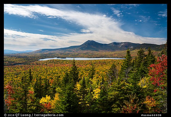 Katahdin and Katahdin Lake from Barnard Mountain. Katahdin Woods and Waters National Monument, Maine, USA (color)