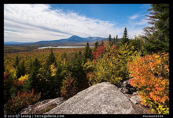 Baxter State Park from from Barnard Mountain in autumn. Katahdin Woods and Waters National Monument, Maine, USA (color)