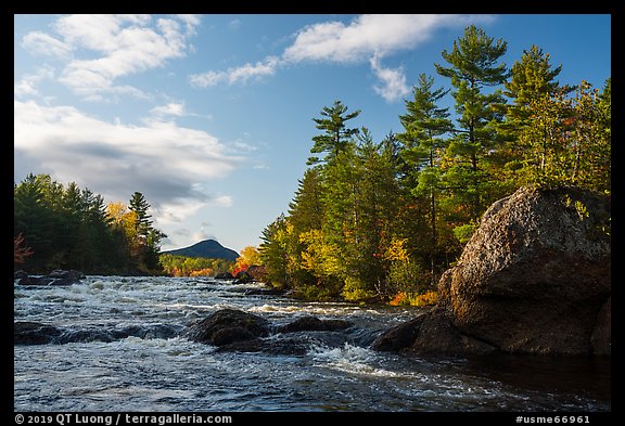 Bald Mountain and Haskell Rock, East Branch Penobscot River. Katahdin Woods and Waters National Monument, Maine, USA (color)