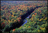 River and trees in autumn colors, Porcupine Mountains State Park. Upper Michigan Peninsula, USA