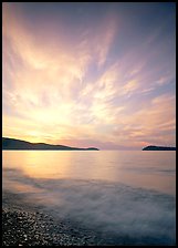 Clouds, surf, and islands near Grand Portage, sunrise. Minnesota, USA ( color)