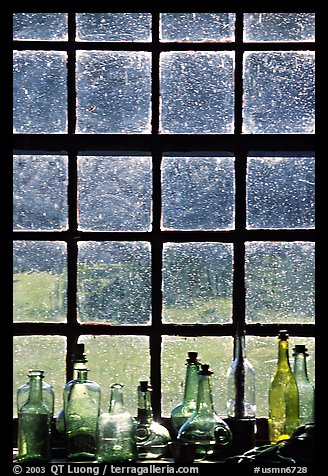 Window in the Kitchen building, Grand Portage National Monument. Minnesota, USA