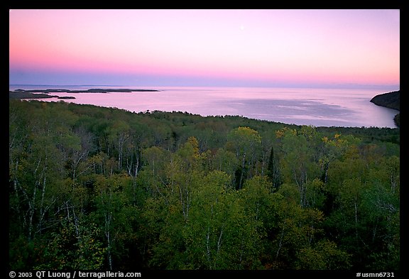 Forests and Lake Superior at Dusk. Minnesota, USA