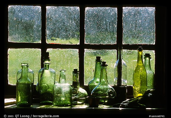 Window in the Kitchen building, Grand Portage National Monument. Minnesota, USA (color)