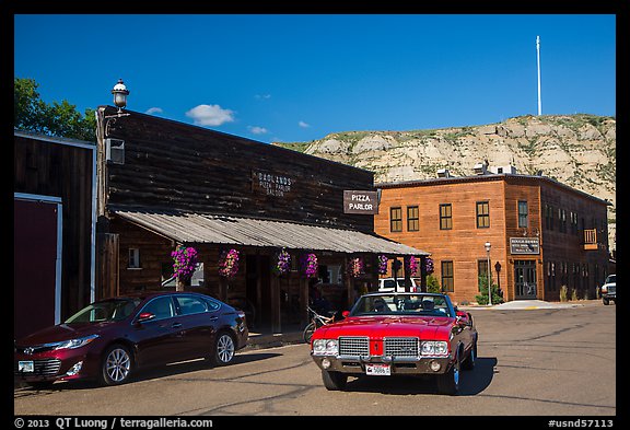 Classic car in street, Medora. North Dakota, USA