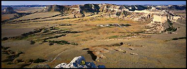 Valley and cliffs,  Scotts Bluff National Monument. Nebraska, USA (Panoramic color)