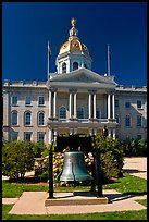 Bell and New Hampshire state capitol. Concord, New Hampshire, USA