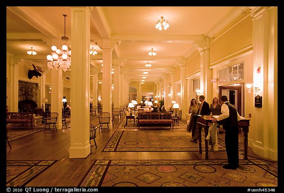 Guests entering Mount Washington hotel, Bretton Woods. New Hampshire, USA