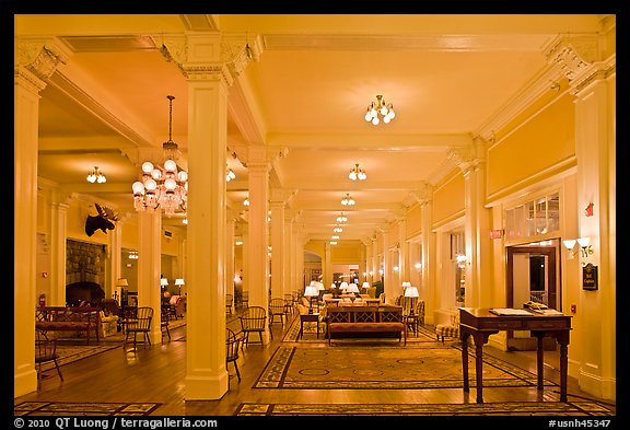 Hotel Lobby, Omni Mount Washington resort, Bretton Woods. New Hampshire, USA (color)