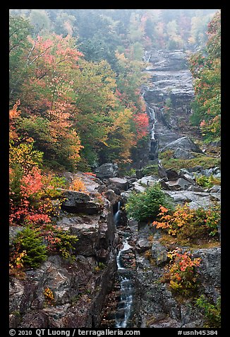 Waterfall, Crawford Notch State Park, White Mountain National Forest. New Hampshire, USA (color)