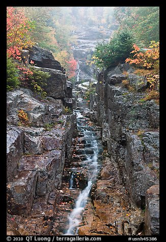 Silver Cascade in Autumn, Crawford Notch State Park. New Hampshire, USA (color)