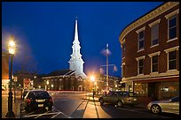 Square and church by night. Portsmouth, New Hampshire, USA (color)