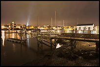 Pier and skyline by night. Portsmouth, New Hampshire, USA (color)