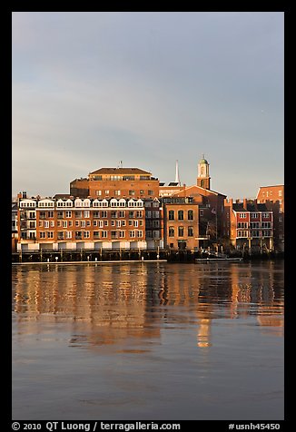 Brick downtown waterfront and church. Portsmouth, New Hampshire, USA (color)