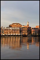 Brick downtown waterfront and church. Portsmouth, New Hampshire, USA (color)